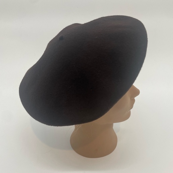 Vintage Vrai Basque Italian Impermeable Dark Brown Wool Beret - Picture 4 of 13